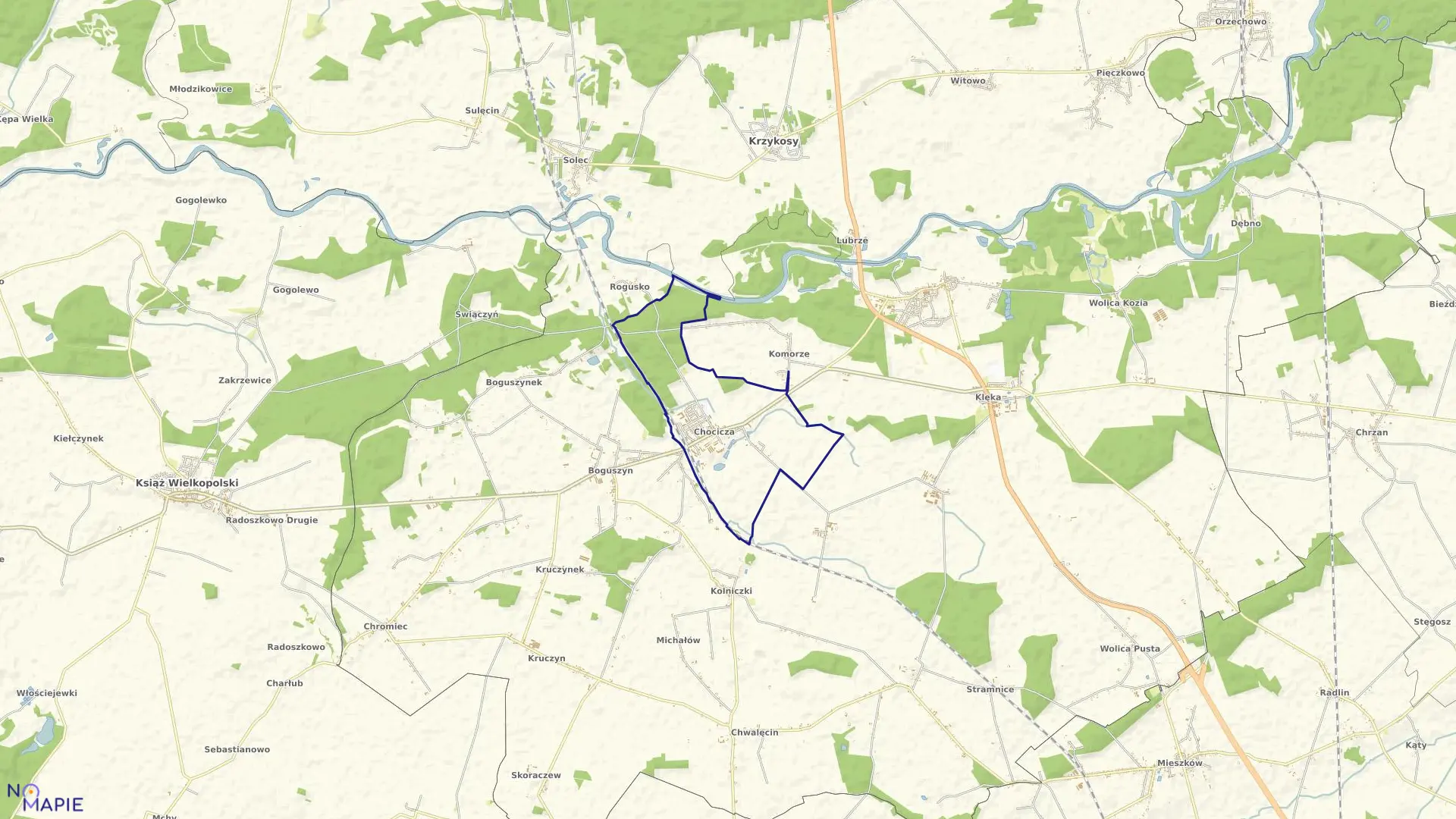 Mapa obrębu CHOCICZA w gminie Nowe Miasto nad Wartą